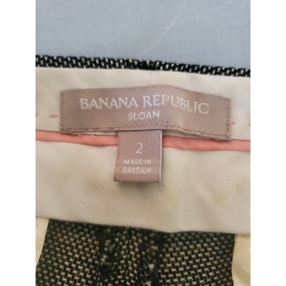 Banana Republic Sloan Womens Pants Size 2 Gray Checkered Slim Fit Viscose & Cott - Picture 3 of 7